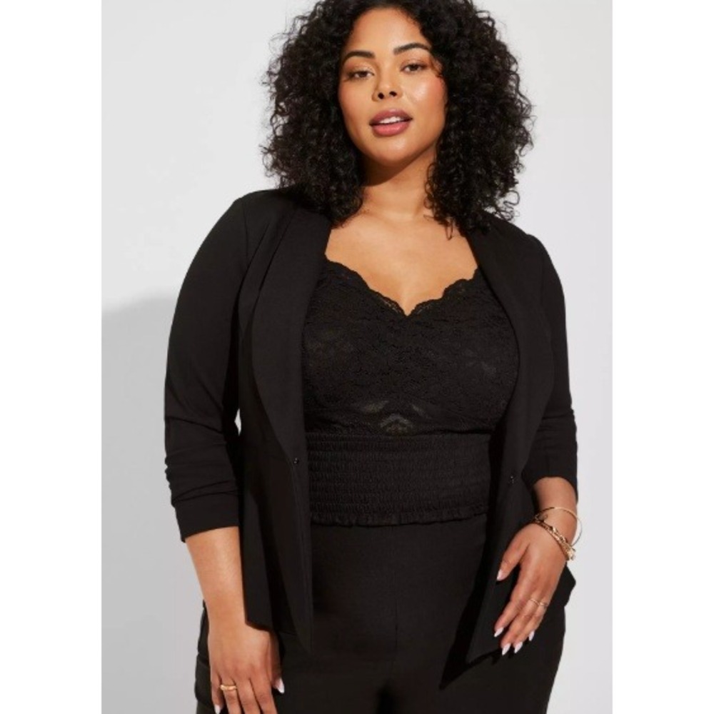 Torrid Studio NEW Black Ponte Lined Blazer Jacket Plus Size 2 2X 18-20 NEW - Picture 1 of 5